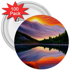 Flaming Sunset 3  Buttons (100 pack) 