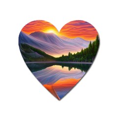 Flaming Sunset Heart Magnet