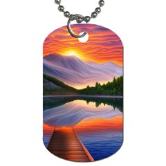 Flaming Sunset Dog Tag (one Side) by GardenOfOphir