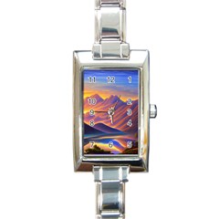 Great Sunset Rectangle Italian Charm Watch by GardenOfOphir