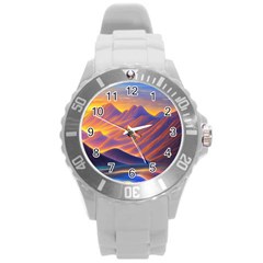 Great Sunset Round Plastic Sport Watch (l) by GardenOfOphir