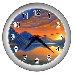 Glorious Sunset Wall Clock (Silver)