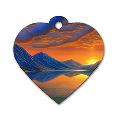 Glorious Sunset Dog Tag Heart (two Sides) by GardenOfOphir