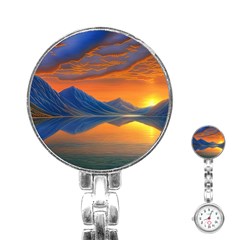 Glorious Sunset Stainless Steel Nurses Watch by GardenOfOphir