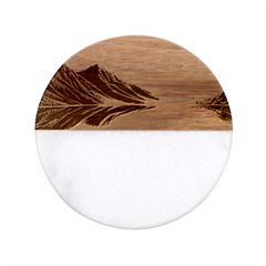 Glorious Sunset Classic Marble Wood Coaster (Round) 