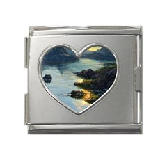 Incredible Sunset Mega Link Heart Italian Charm (18mm) by GardenOfOphir