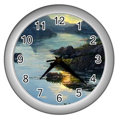 Incredible Sunset Wall Clock (silver) by GardenOfOphir