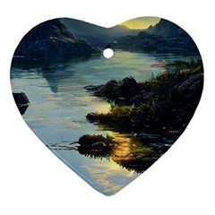 Incredible Sunset Heart Ornament (two Sides) by GardenOfOphir