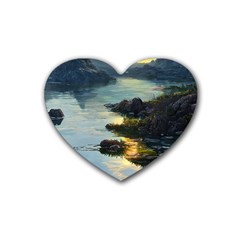 Incredible Sunset Rubber Heart Coaster (4 Pack) by GardenOfOphir