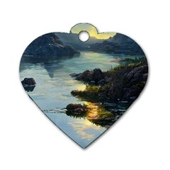 Incredible Sunset Dog Tag Heart (one Side) by GardenOfOphir