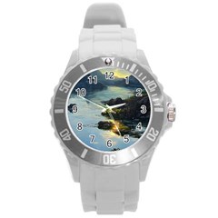 Incredible Sunset Round Plastic Sport Watch (l) by GardenOfOphir