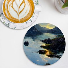 Incredible Sunset Uv Print Round Tile Coaster by GardenOfOphir