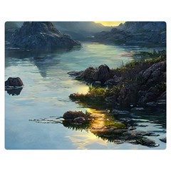 Incredible Sunset One Side Premium Plush Fleece Blanket (medium) by GardenOfOphir