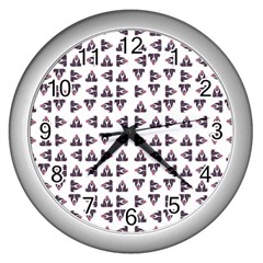 Happy Hound Funny Cute Gog Pattern Wall Clock (silver) by dflcprintsclothing