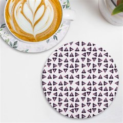 Happy Hound Funny Cute Gog Pattern Uv Print Round Tile Coaster by dflcprintsclothing