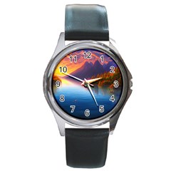 Immaculate Sunset Round Metal Watch by GardenOfOphir