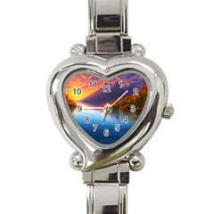 Immaculate Sunset Heart Italian Charm Watch by GardenOfOphir