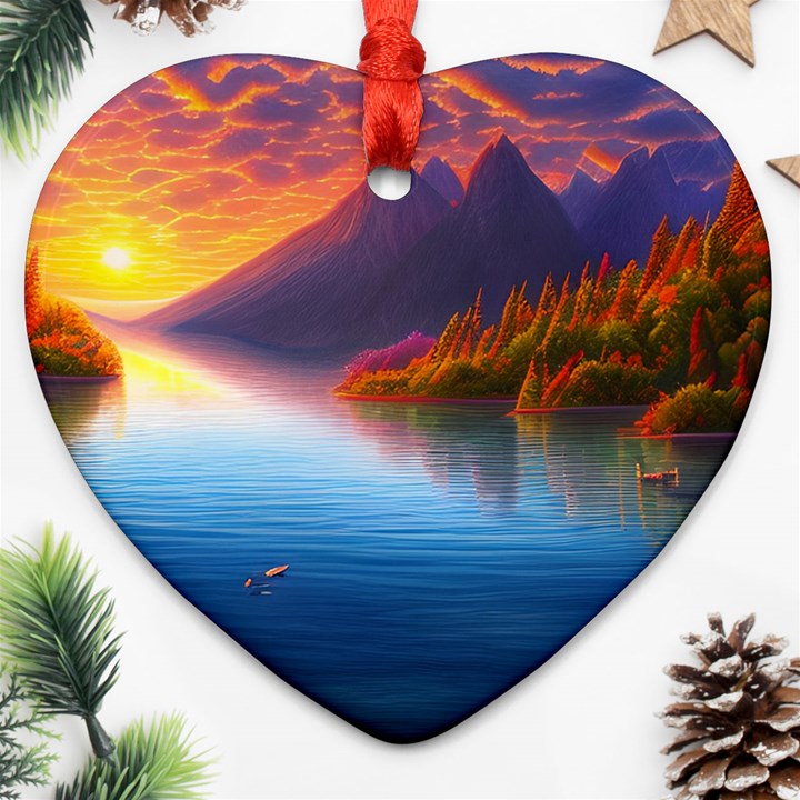 Immaculate Sunset Heart Ornament (Two Sides)