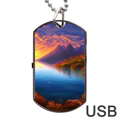 Immaculate Sunset Dog Tag Usb Flash (two Sides) by GardenOfOphir