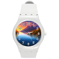 Immaculate Sunset Round Plastic Sport Watch (m) by GardenOfOphir