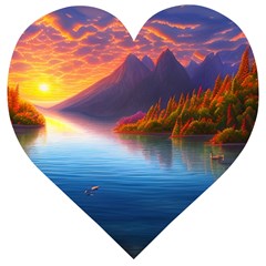 Immaculate Sunset Wooden Puzzle Heart