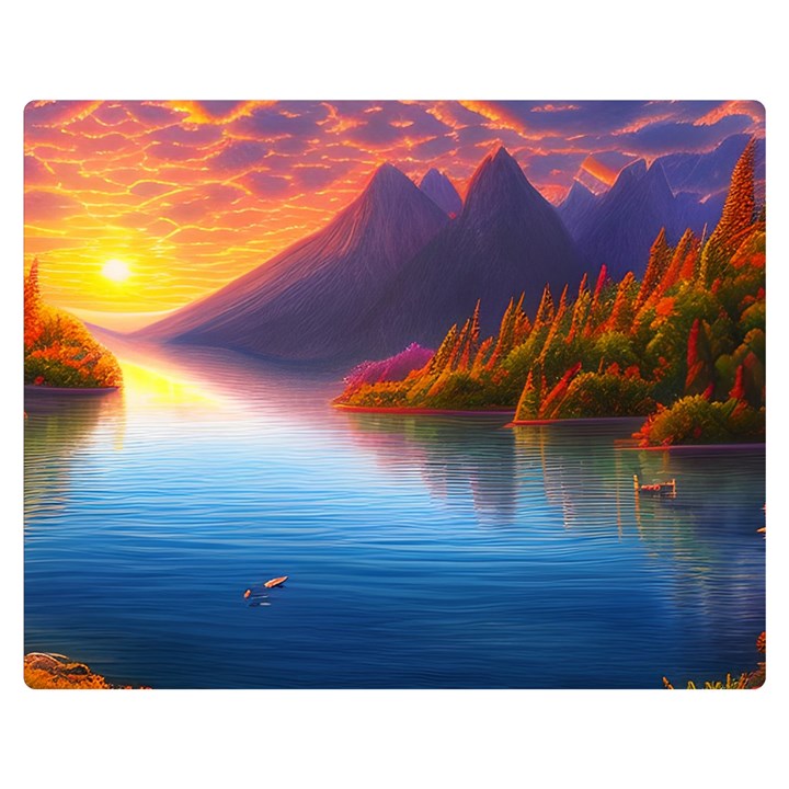 Immaculate Sunset One Side Premium Plush Fleece Blanket (Medium)