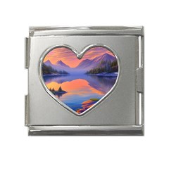 Loveliest Sunset Mega Link Heart Italian Charm (18mm) by GardenOfOphir