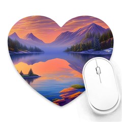 Loveliest Sunset Heart Mousepad by GardenOfOphir