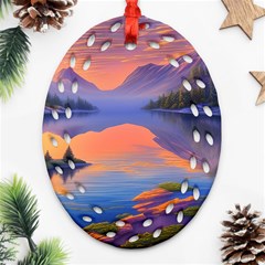 Loveliest Sunset Oval Filigree Ornament (two Sides) by GardenOfOphir