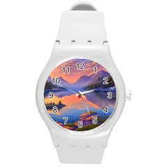 Loveliest Sunset Round Plastic Sport Watch (m) by GardenOfOphir