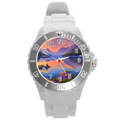 Loveliest Sunset Round Plastic Sport Watch (l) by GardenOfOphir