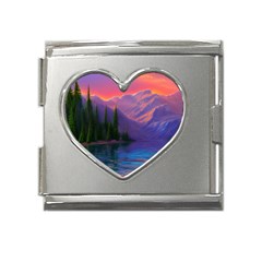 Magnificent Sunset Mega Link Heart Italian Charm (18mm) by GardenOfOphir