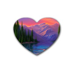 Magnificent Sunset Rubber Coaster (heart) by GardenOfOphir