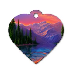 Magnificent Sunset Dog Tag Heart (two Sides) by GardenOfOphir