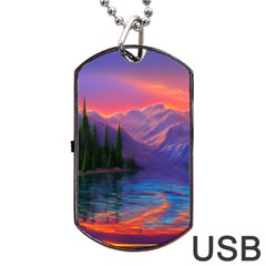 Magnificent Sunset Dog Tag Usb Flash (one Side) by GardenOfOphir