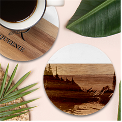 Magnificent Sunset Marble Wood Coaster (round)