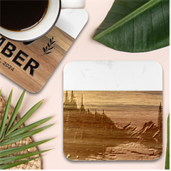 Magnificent Sunset Marble Wood Coaster (square)