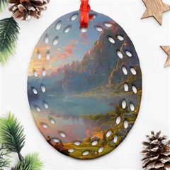 Marvelous Sunset Oval Filigree Ornament (two Sides) by GardenOfOphir