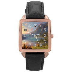 Marvelous Sunset Rose Gold Leather Watch  by GardenOfOphir