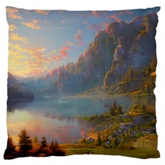 Marvelous Sunset Large Premium Plush Fleece Cushion Case (one Side) by GardenOfOphir