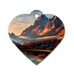 Opulent Sunset Dog Tag Heart (one Side) by GardenOfOphir