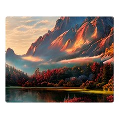 Opulent Sunset One Side Premium Plush Fleece Blanket (large) by GardenOfOphir