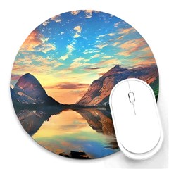 Portentous Sunset Round Mousepad by GardenOfOphir