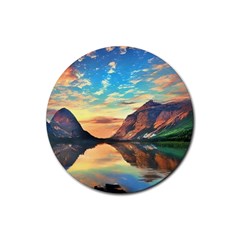 Portentous Sunset Rubber Round Coaster (4 Pack) by GardenOfOphir