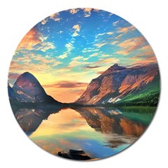 Portentous Sunset Magnet 5  (round) by GardenOfOphir