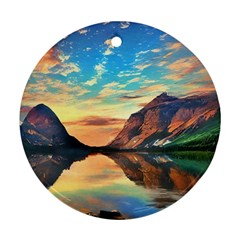 Portentous Sunset Round Ornament (two Sides) by GardenOfOphir