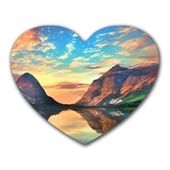 Portentous Sunset Heart Mousepad by GardenOfOphir