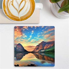 Portentous Sunset Uv Print Square Tile Coaster  by GardenOfOphir