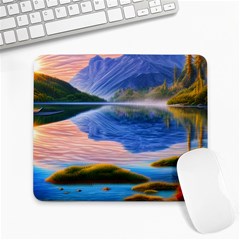 Romantic Lake Sunset Large Mousepad by GardenOfOphir