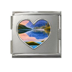 Romantic Lake Sunset Mega Link Heart Italian Charm (18mm) by GardenOfOphir